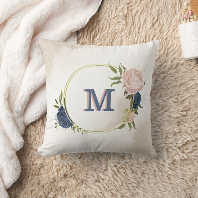Coussin végétation marine et fleurs roses rousses (Couverture)