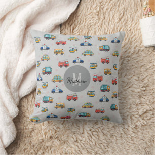 Coussin Véhicule de service mignon personnalisé 