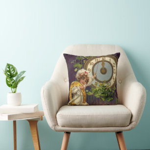 Coussin Veille du Nouvel An Irlandaise Vintage à Minuit