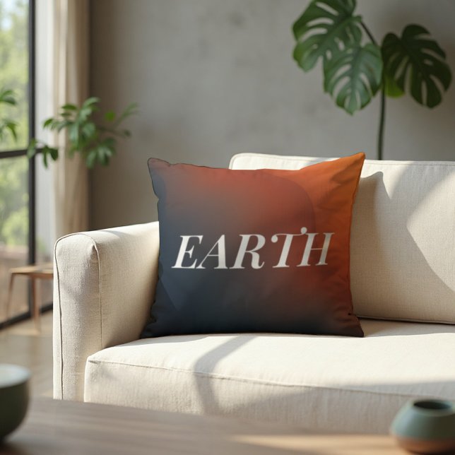 Coussin Veine minérale - Gradient organique terrestre (Earthy Gradient Pillow. Modern refined comfort with organic slate blue & terracotta tones.)
