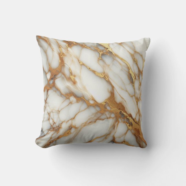 Coussin Veines d'élégance : Calacatta Gold Marble Texture (Recto)