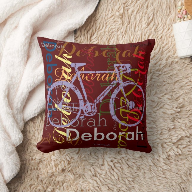 Coussin vélo avec nom à motif personnalisé (Couverture)