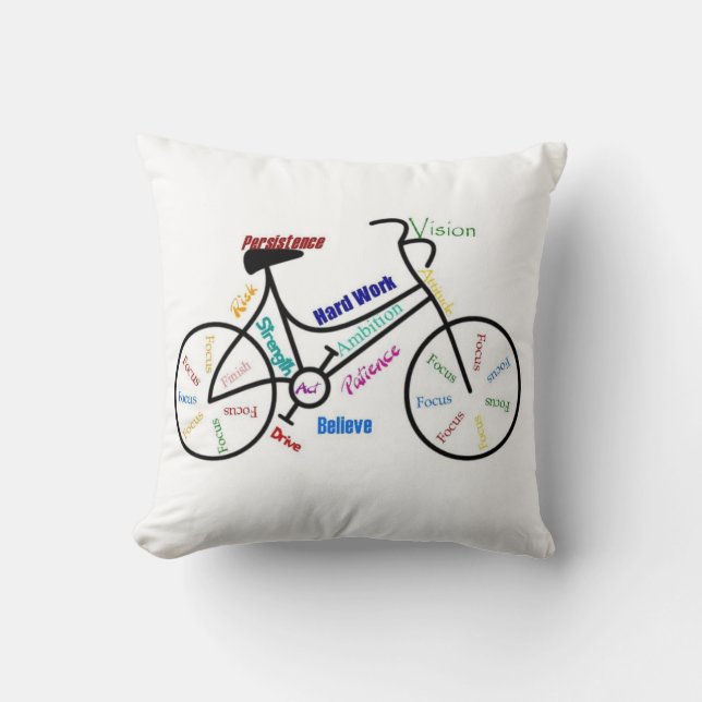 Coussin Vélo, Cycle, Motivation Mots (Recto)