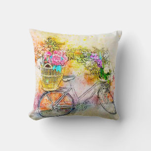 Coussin Vélo et fleurs