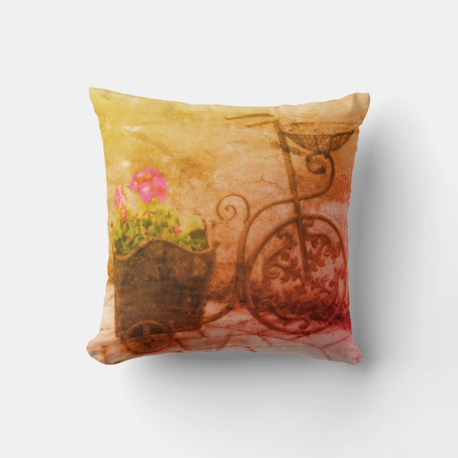 Coussin Vélo Fleur Abstrait Grunge (Recto)