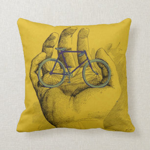 Coussin Vélo humoristique de bicyclette jaune vintage de