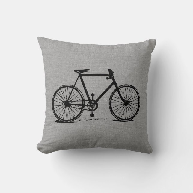 Coussin Vélo Vintage gris rustique (Recto)