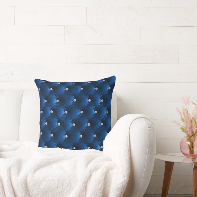 Coussin Velours Luxe Glamour Bleu Gris Doux Faux  (Canapé)