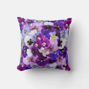Coussin Velvet Pansy Jardin violet motif floral