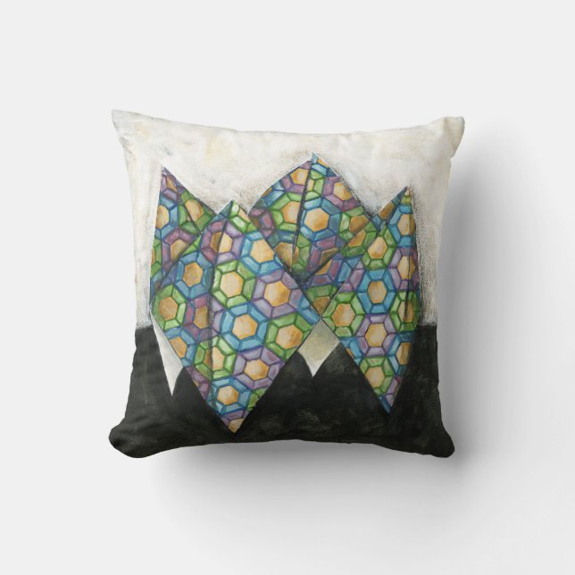 Coussin Vendeur Origami Fortune sur papier géométrique (Recto)