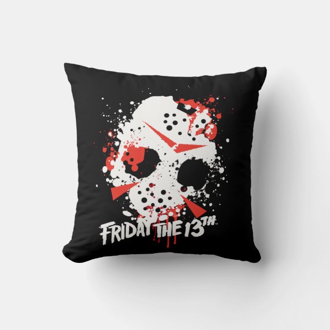 Coussin Vendredi 13 | Masque de Hockey Splatter de peintur (Recto)