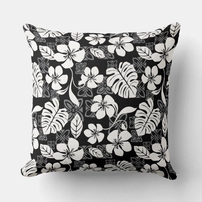 COUSSIN VENDREDI ALOHA (NOIR & GRIS) (Recto)
