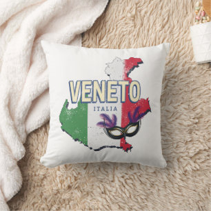 Coussin Veneto Italie Région Rétro Carte Souvenir Vintage