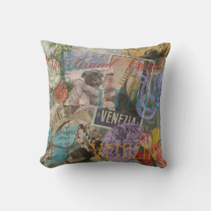 Coussin Venise Italie Voyage Vintage Joli Art Coloré