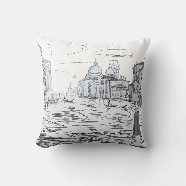 Coussin Venise. Ville sur l'eau (Recto)