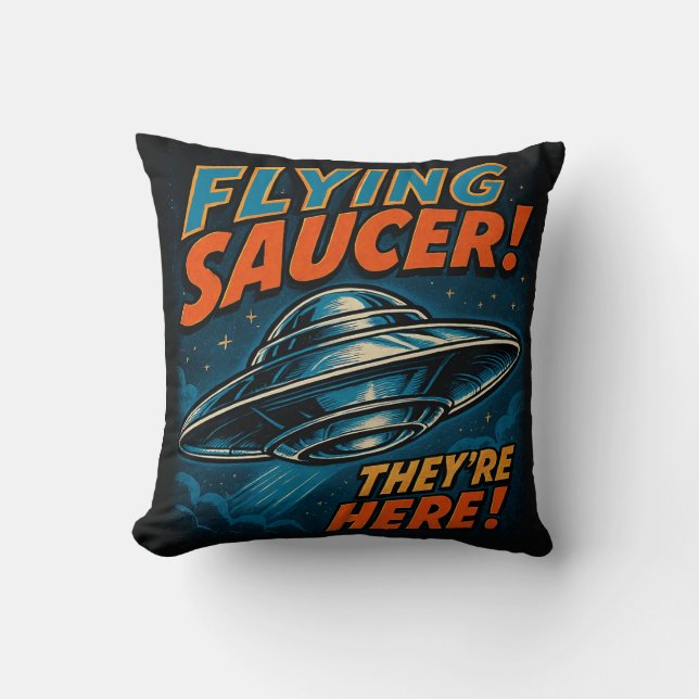 Coussin Vente aux soucoupes volantes UFO Ils sont là (Recto)