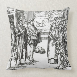 Coussin Vente par le crieur public, après une gravure sur