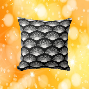 Coussin Ventilateur blanc Art déco Motif noir