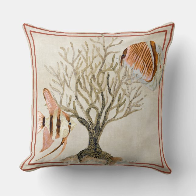 Coussin Ventilateur Coral Ocean Beach Angel Poisson Tropic (Recto)