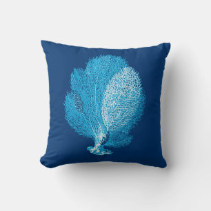 Coussin Ventilateur Coral Sea Life Imprimer, Indigo bleu e