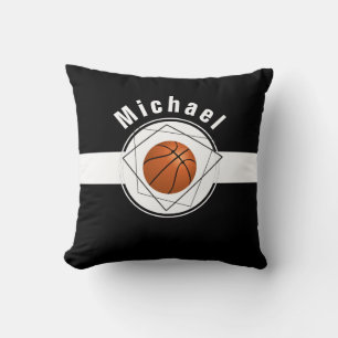 Coussin Ventilateur de basket-ball personnalisé Black & Wh