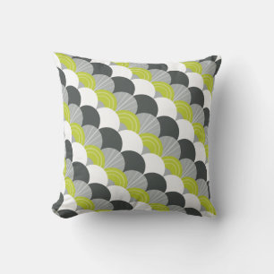 Coussin Ventilateur de pétoncle MODERNE motif fusain gris