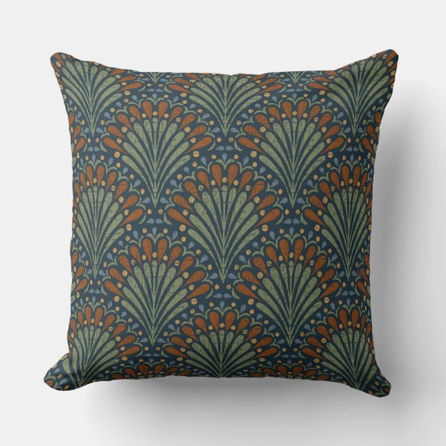 Coussin Ventilateur de pétoncles de Bohême, Olivier, Rouil (Recto)
