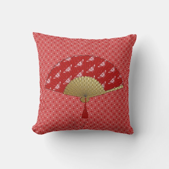 Coussin Ventilateur déco - Papillons, rouge foncé et blanc (Recto)