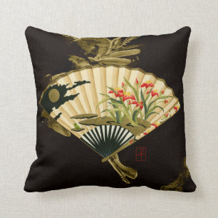 Coussin Ventilateur oriental criblé au design floral