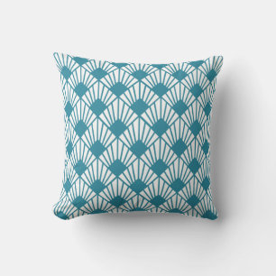 Coussin Ventilateurs Turquoises Art déco