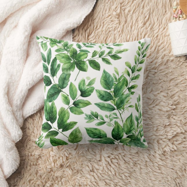 Coussin Verdure Aquarelle Feuilles botaniques (Couverture)