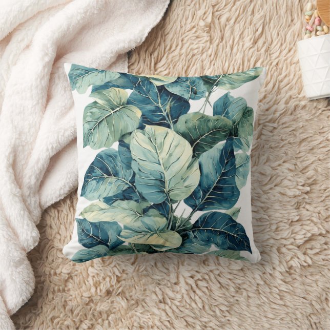 Coussin Verdure Aquarelle Feuilles botaniques (Couverture)
