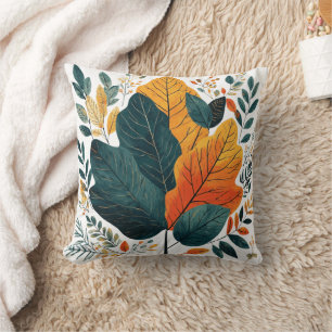 Coussin Verdure Aquarelle Feuilles botaniques