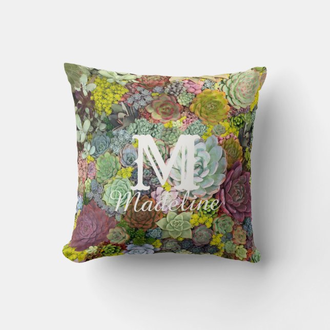 Coussin Verdure colorée Succulents (Recto)