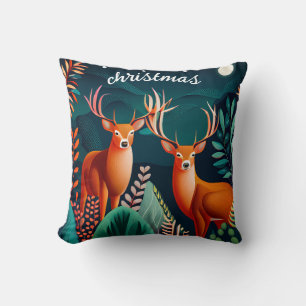 Coussin verdure Floral Deer Antlers Noël