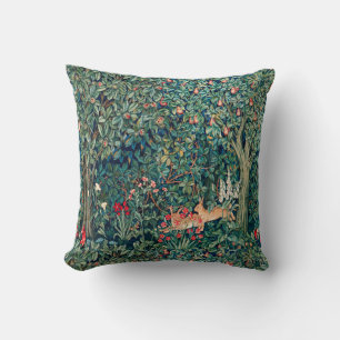 Coussin VERDURE, Hares FORESTIERS, Hares Floral vert