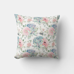 Coussin Verdure rose de Succulents de vert bleu