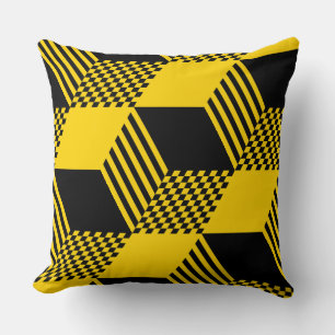 Coussin Vérificateur de diamant vintage jaune et noir