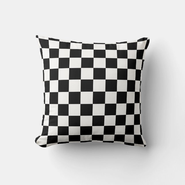 Coussin Vérificateur noir et blanc classique (Recto)
