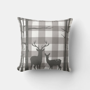 Coussin Vérificateurs de plaid de buffle gris rustique Cer