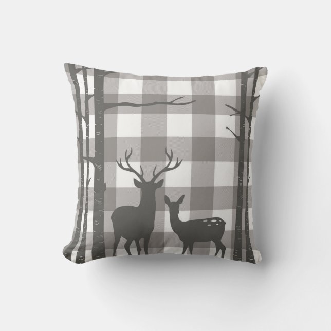 Coussin Vérificateurs de plaid de buffle gris rustique Cer (Recto)