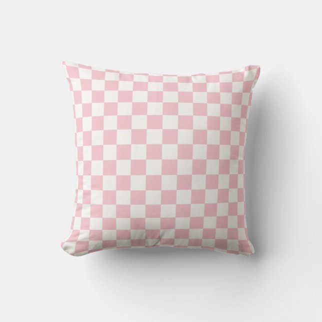 Coussin Vérifier le Motif de tableau de bord rose et blanc (Recto)