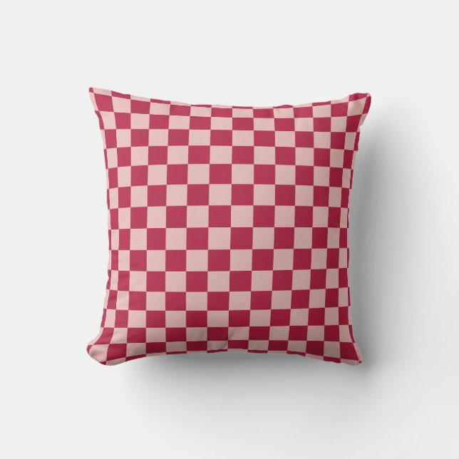 Coussin Vérifier Magenta Et Peach Motif Checkerboard (Recto)