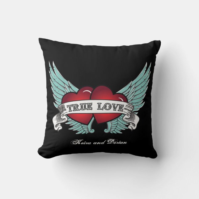Coussin Véritable Amour Rockabilly Aiguille Coeur (Recto)