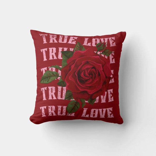 Coussin Véritable Amour Rose Romantique Saint Valentin (Recto)