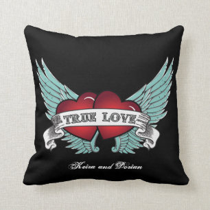 Coussin Véritable coeur à ailes d'amour par rockabilly