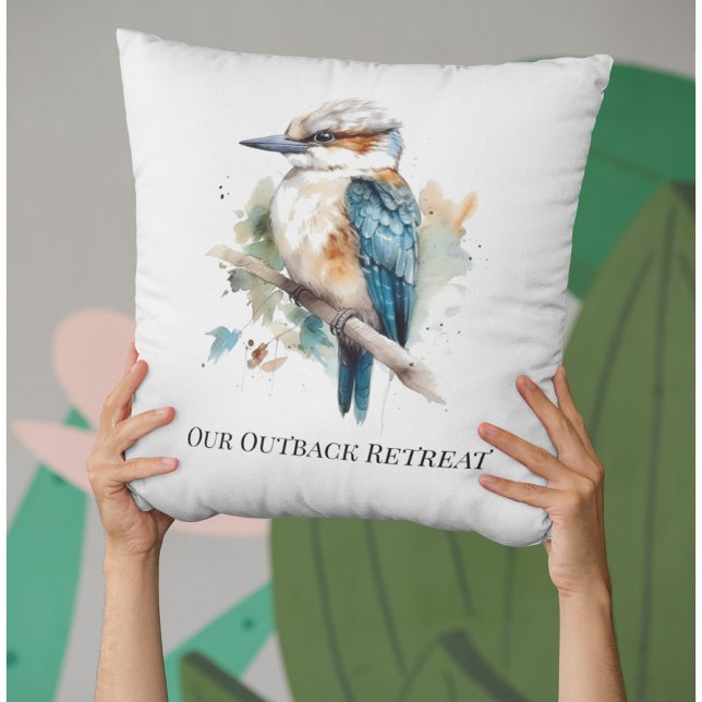 Coussin Véritable Kookaburra bleu personnalisé (Créateur téléchargé)