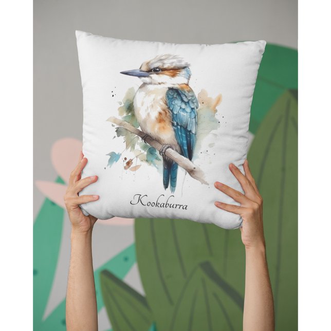 Coussin Véritable Kookaburra Bleu, personnalisé (Créateur téléchargé)
