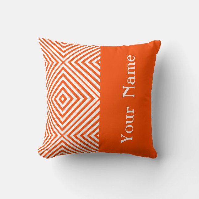 Coussin Vermillion Diamond Chevron avec nom @ Emporiomoffa (Recto)