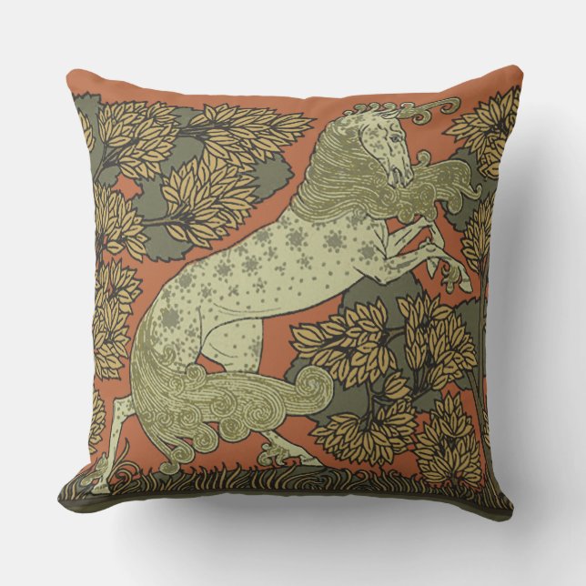 Coussin Verneuil Art Nouveau Cheval : Équestre Vintage (Recto)